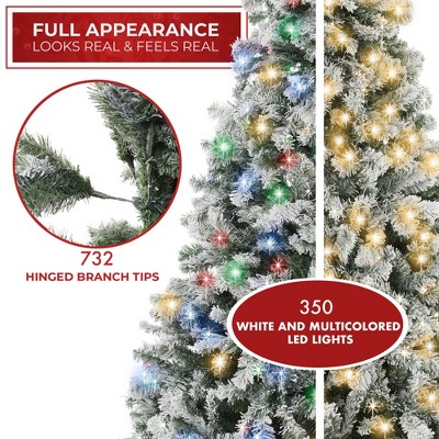 6FT Snow-Flocked Pine Christmas Tree with Multicolor LED Lights