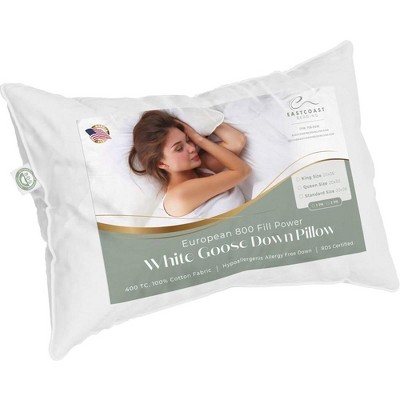 Queen Size White Cotton Goose Down Bed Pillow