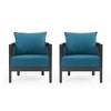 XIYUYEU Outdoor Acacia Wood Wicker Club Chair, Patio Accent Armchair with Cushions, for Backyard, Black,Teal Blue - 3 of 4