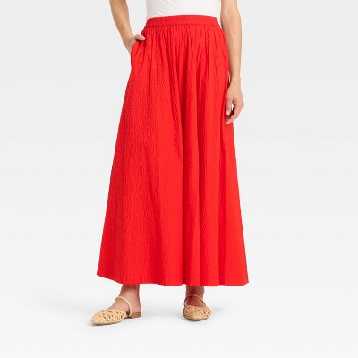 Women's Maxi Picnic A-Line Skirt - A New Day™ Red M