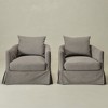 KINWELL 32" Wide Down Fill Upholstered Slipcovered Swivel Barrel Accent Armchair, Set of 2 - 3 of 4