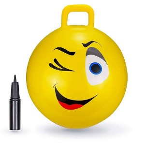 BounceZiez 18" Inflatable Bouncy Hopper Ball with Pump - Yellow Wink - 1 of 1