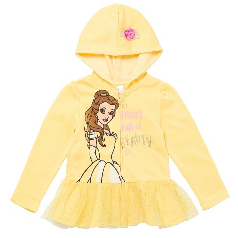 Disney Princess Belle Little Girls Zip Up Peplum Hoodie 6 6x Target