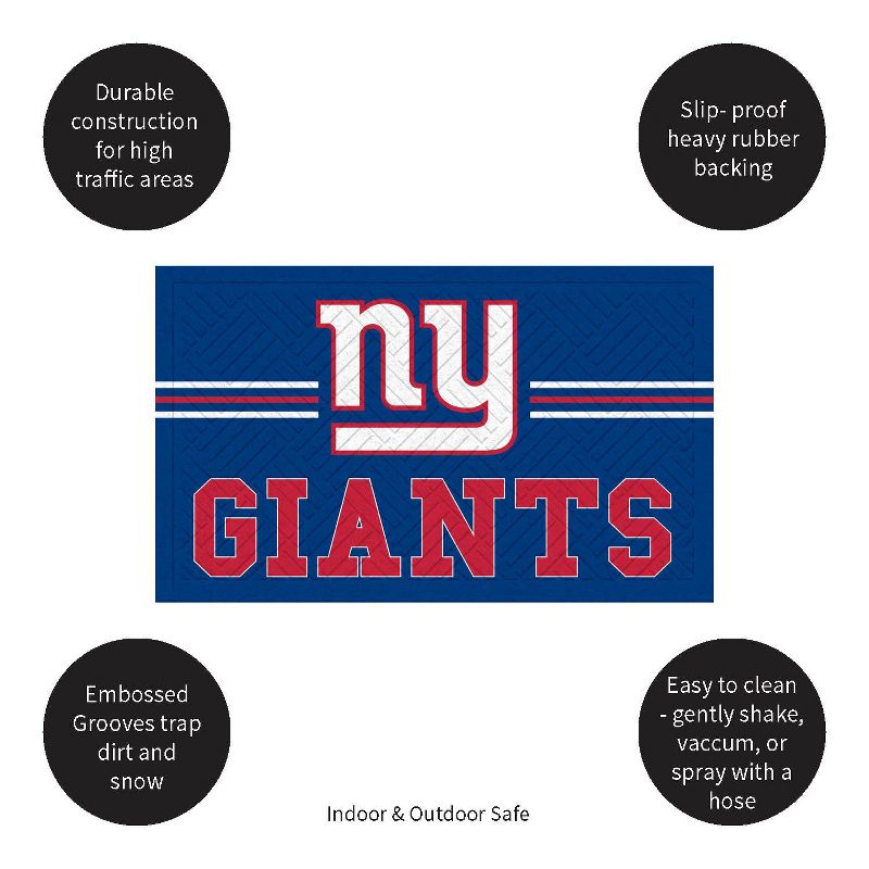 Evergreen NFL New York Giants Embossed Mat Cross Hatch Indoor and Outdoor Doormat, 3 of 6