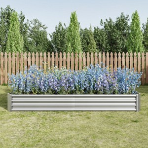 Kelly Galvanized Metal Patio Garden Bed, Raised Flower Box for Flower and Vegetable Planters, Outdoor Furniture - The Pop Home - 1 of 4