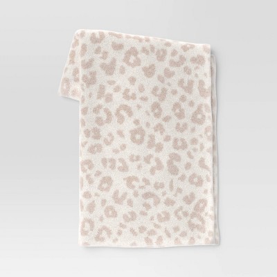 Cozy Feathery Knit Cheetah Throw Blanket Beige - Threshold™: Sensory Friendly, Jacquard Weave, 50x60"