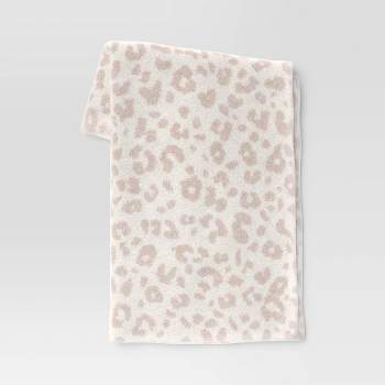 Cozy Feathery Knit Cheetah Throw Blanket Beige - Threshold™