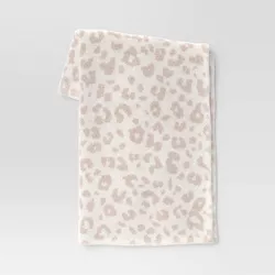 Cozy Feathery Knit Cheetah Throw Blanket Beige - Threshold™