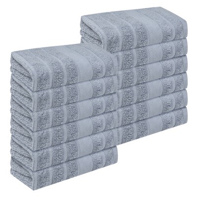 Unique Bargains Bathroom Hotel Spa Striped Comfort Pure Cotton Washcloths 12 Packs