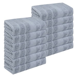 Unique Bargains Bathroom Hotel Spa Striped Comfort Pure Cotton Washcloths 12 Packs - 1 of 4