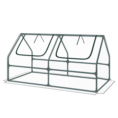Aoodor 4 x 2 x 2 ft Mini Greenhouse with 2 Zipper Doors, Water Resistant, UV Protected for Flowers, Vegetables and Herbs
