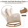 Rocking Chair Upholstered Rocking Chair for Nursery with Rubber Wood Legs, Comfy High Backrest, Side Pockets - 3 of 4