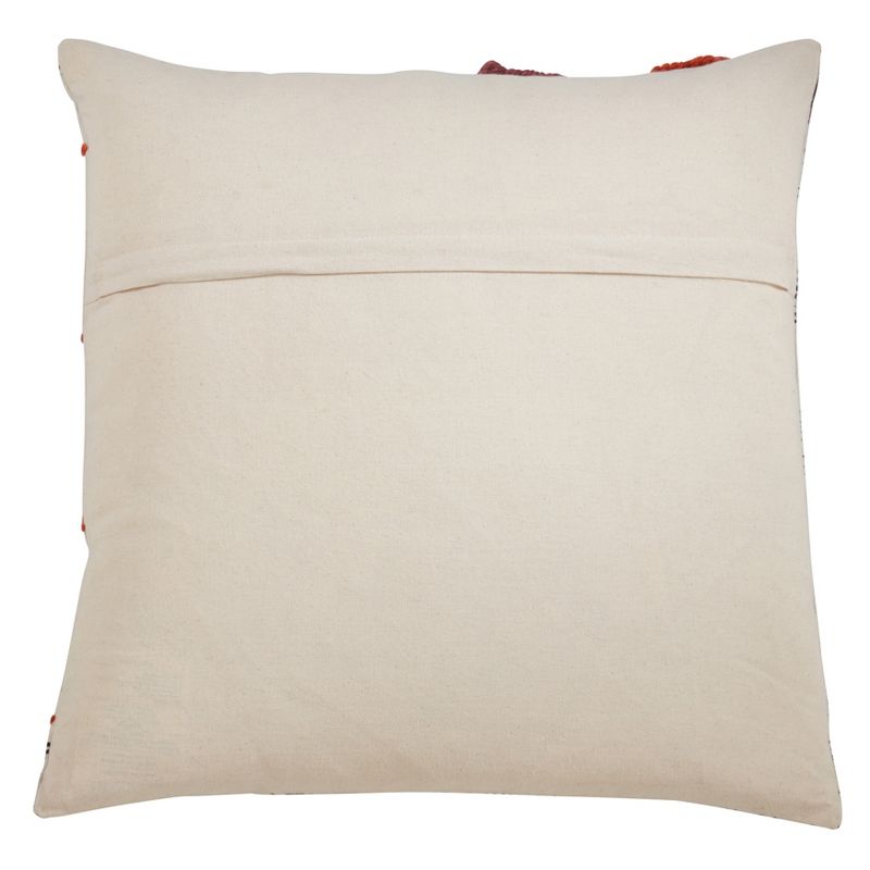 Saro Lifestyle Block Print Embroidered Pillow - Poly Filled, 22" Square, Coral, 2 of 3