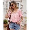 Women's Summer Tops Casual Short Sleeve Tunic Tops Square Neck Smock Tops Cute Blouse for Women - 3 of 4