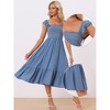INSPIRE CHIC Women's Boho Square Neck Ruffle Trim Flowy Smocked Midi Sundresses - 2 of 4