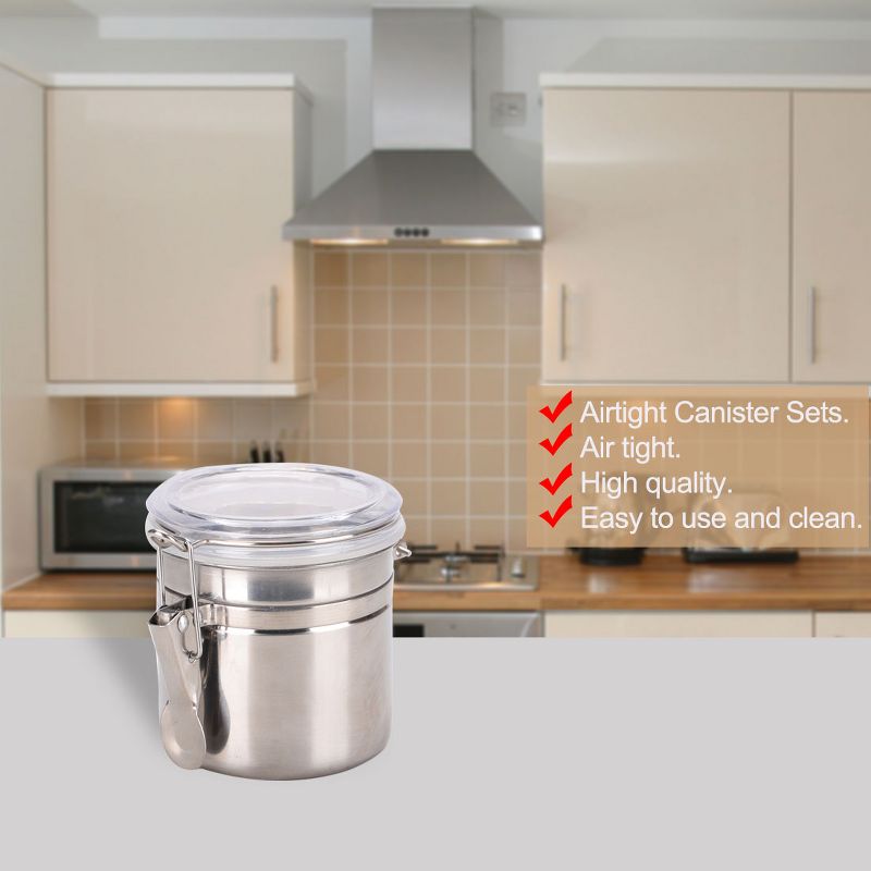 Unique Bargains Kitchen Counter Stainless Steel Airtight Canister with Clear Lid Locking Clamp 1 Pc, 4 of 5