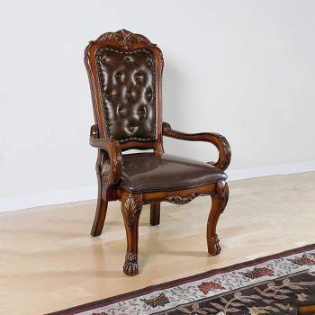 21" Dresden Accent Chair PU Cherry Oak - Acme Furniture