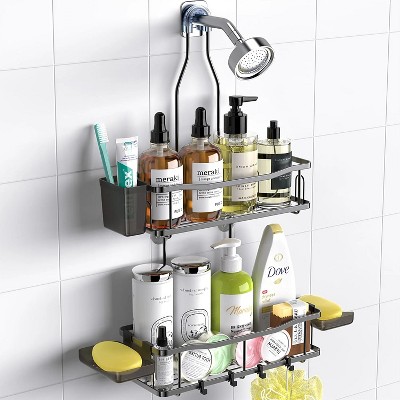 LunaLulinlk Hanging rust-proof shower shelf, shelf above shower head - no drilling required, can hold shampoo and soap