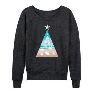 Women's - Instant Message - Photo Real Beach Fill Christmas Tree Lightweight French Terry Slouchy - 1 of 4