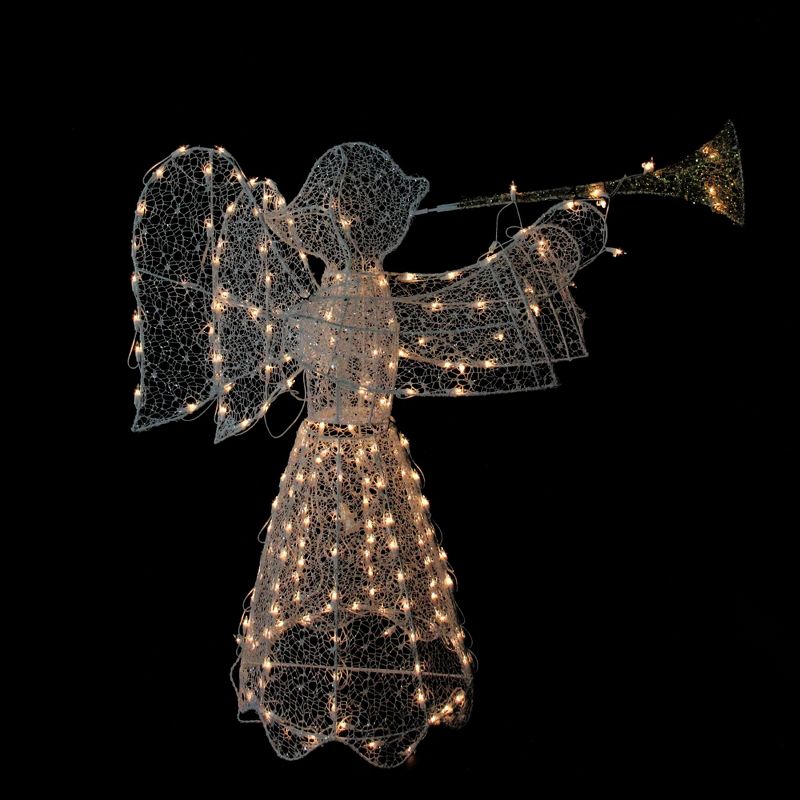 Northlight 44" White and Clear 3D Pre-Lit Trumpeting Angel Outdoor Christmas Yard Decor, 3 of 4