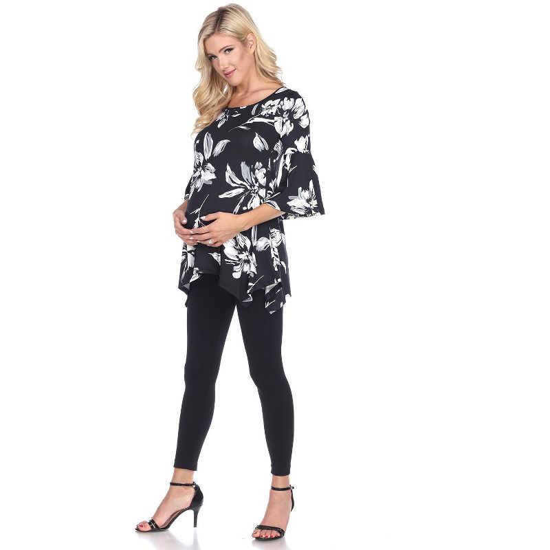 Maternity Floral Printed 3/4 Sleeve Roche Tunic - White Mark, 2 of 4