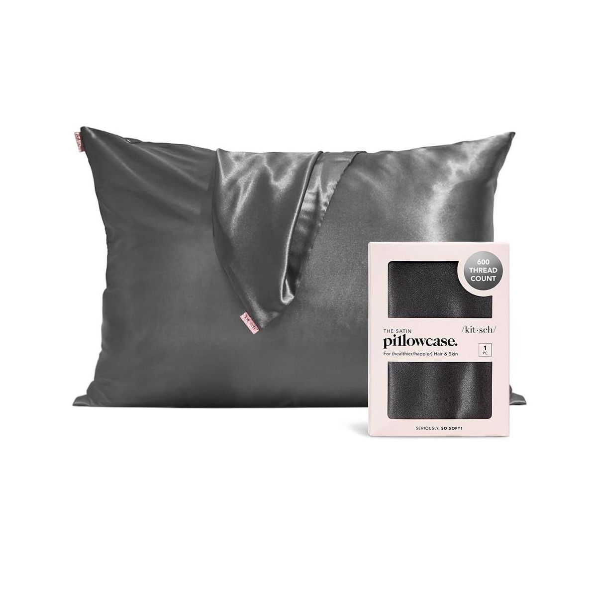 Kitsch Satin Pillowcase - Charcoal Grey