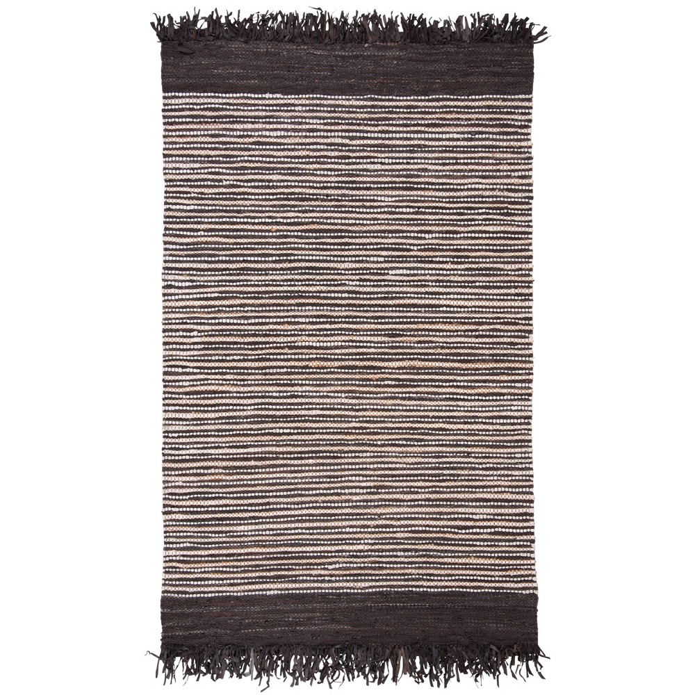 Dark Brown Stripe Woven Accent Rug 2'x3'