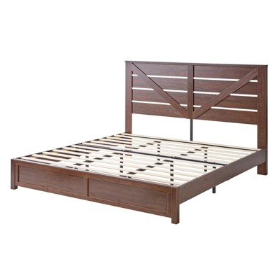 AMERLIFE Farmhouse Bed Frame with 49.2" Barn Door Headboard