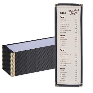 WeChef 30 Pcs 4.25 x 14" Restaurant Menu Covers Single Page 2 View Menu Sleeves Double-Stitched Edge PVC for Wine List - 1 of 4