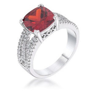Slickblue 3 Ct. Cushion Cut CZ Engagement Ring, Rhodium Plated Criss-Cross Band, Multiple Color Options, Sizes 5-10 - 1 of 3