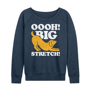 Women's - Instant Message - Dog Oooh Big Stretch Lightweight French Terry Wide Neck Long Sleeve Graphic Shirt - 1 of 4