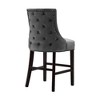 Meridian Furniture Hannah Collection Modern Velvet Upholstered Counter Stools with Wood Legs, Button Tufting, and Chrome Nailhead Trim, Set of 2, Gray - 4 of 4