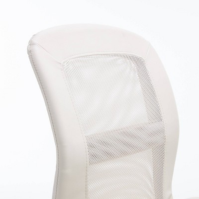 Cream Faux Leather and Mesh Swivel Ergonomic Task Chair