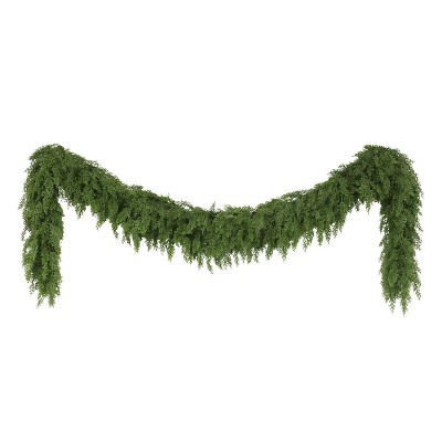 Puleo 9' Cedar Christmas Artificial Garland: Green Faux Floral, Indoor/Outdoor