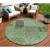 Green And Olive Green Patchwork Washable Indoor Outdoor Area Rug - 2 of 4