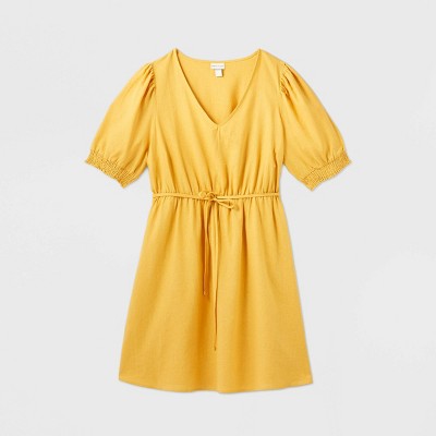 yellow linen dress