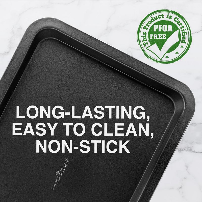 NutriChef 17” Non Stick Cookie Sheet, Large Black Commercial Grade Restaurant Quality Carbon Metal, 3 of 8