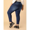 Agnes Orinda Women's Plus Size Mid Rise Stretch Washed Skinny Denim Jeans - 3 of 4