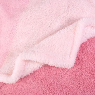 Pink Gradient Reversible Faux Fur Sherpa Throw Blanket