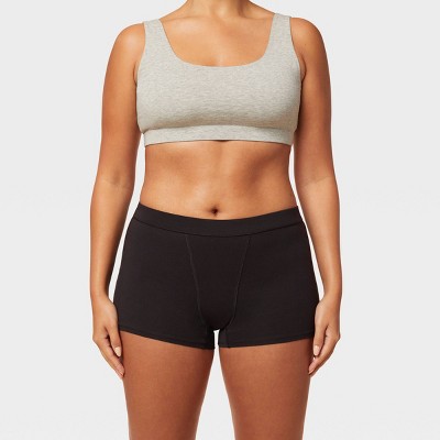 Thinx For All Women's Moderate Absorbency Boy Shorts Period Underwear -  Black : Target