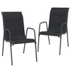 vidaXL Patio Chairs  Steel and Textilene Black - 2 of 4