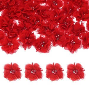 Unique Bargains Mesh Fabric Rhinestone Pearl Chiffon Flowers 2.17 x 2.17 Inch - 1 of 4
