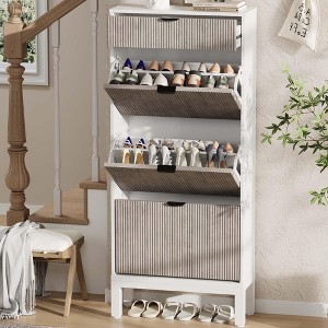 Narrow Shoe Cabinet , 3 Flip Drawers Shoe Cabinet for Entryway,Hallway - 1 of 4