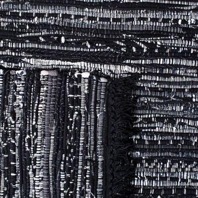 Handmade Black and White Cotton Flat Woven Area Rug