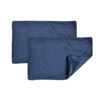 Navy Velvet Rectangular Euro Pillow Covers, 2-Pack
