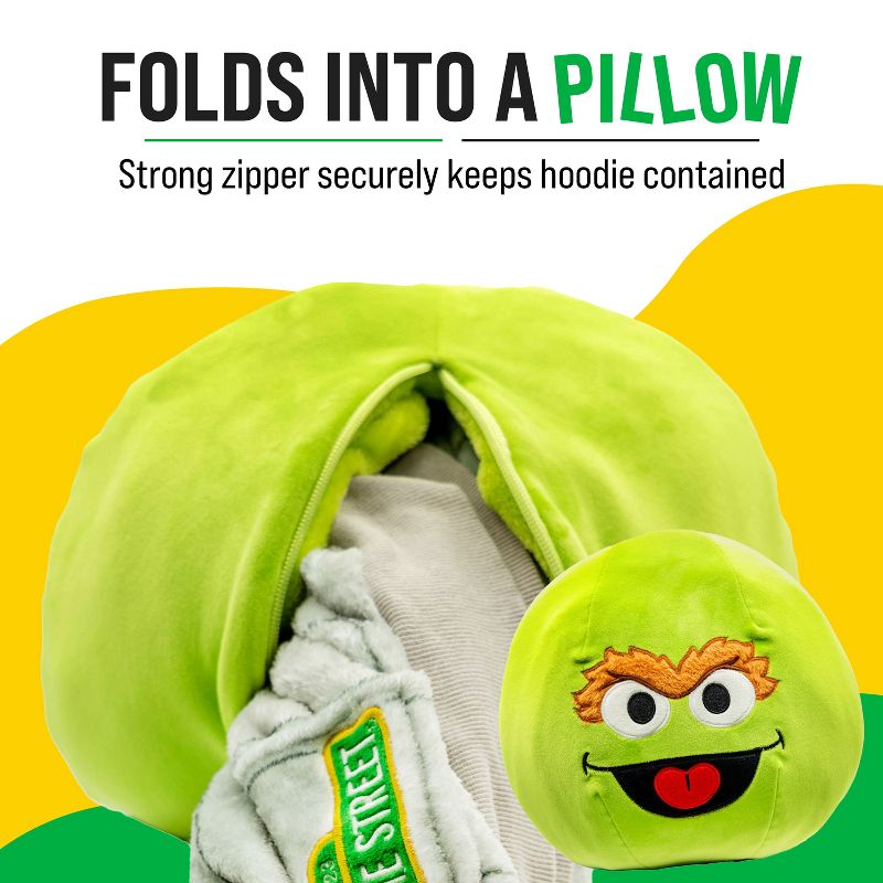 Plushible Sesame Street Oscar the Grouch Adult Snugible Blanket Hoodie & Pillow, 4 of 9