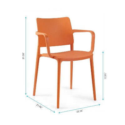 Orange Modern Plastic Resin Stacking Patio Dining Chairs Set