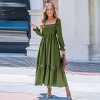 Women's Smocked Square Neck Long Puff Sleeve Maxi Dress - Cupshe - image 3 of 4