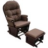 Resenkos 27" W x 31.5" D x 40.5" H Nursery Glider Rocking Chair with Ottoman, Thick Padded Cushion Seating and Wood Base, Bedroom, Living Room, Brown - 2 of 4