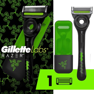 GilletteLabs Limited Black Men's 5 Blade Reusable Razor Handle with Refill and Case